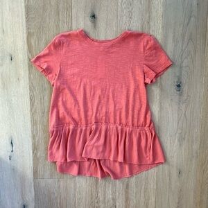 Loft Orange Short Sleeve Shirt Peplum Women’s Size Small NWT